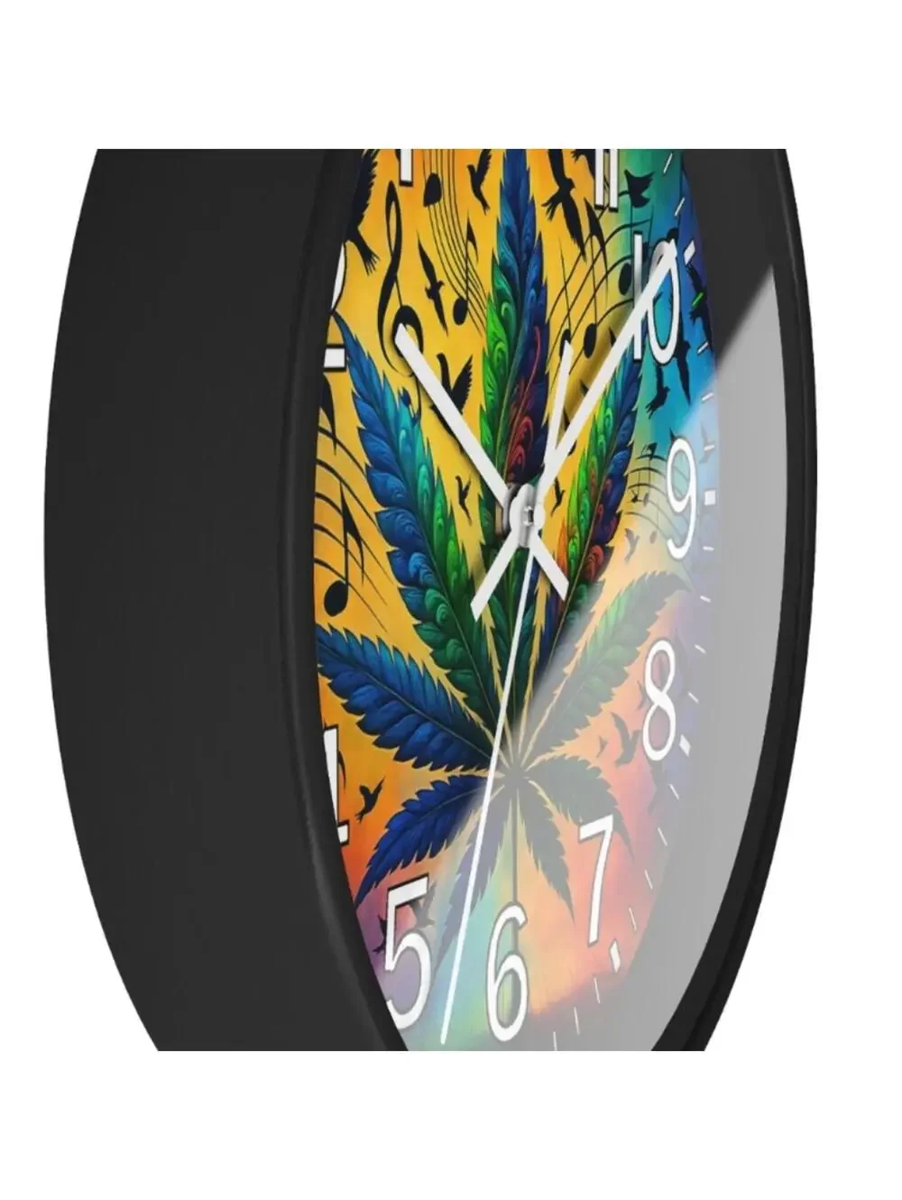 Reverse Ticking Good Leaf Glow In The Dark Wall Clock New!